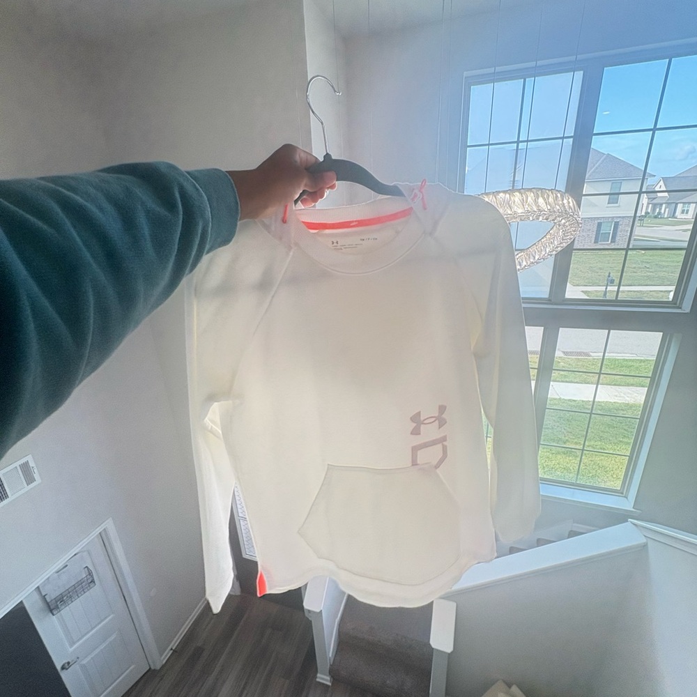 Under Armour Cream Hoodie with Pink Accents (never worn